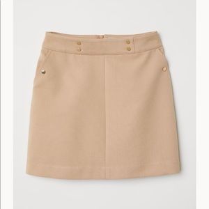 NWOT H&M Beige Mini Skirt with Gold Buttons